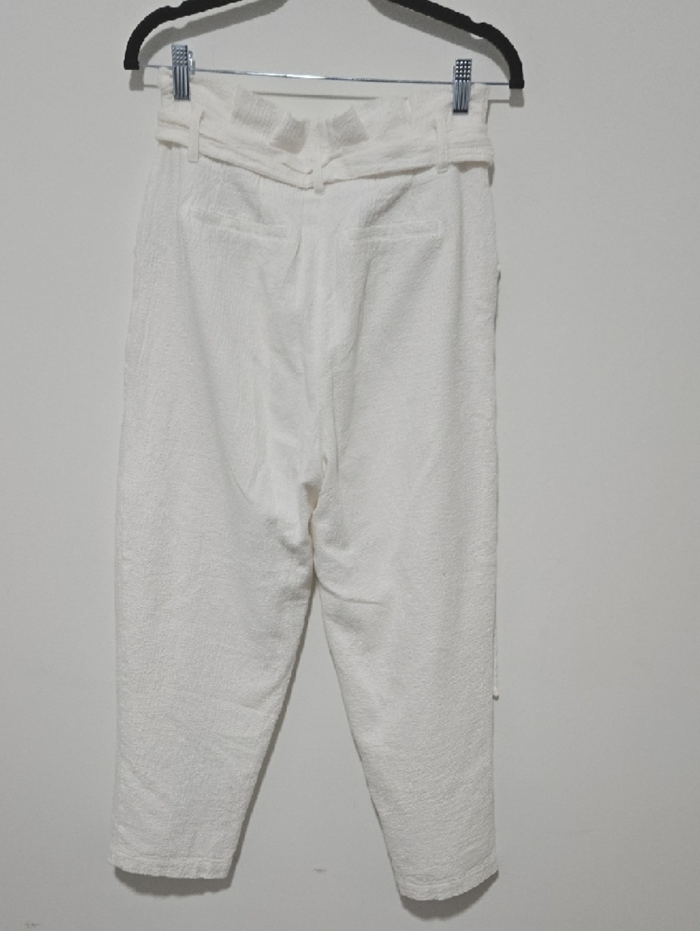 Lost + Wander Cream High-Waist Paperbag Ankle Pants with Tie - Picture 4 of 6